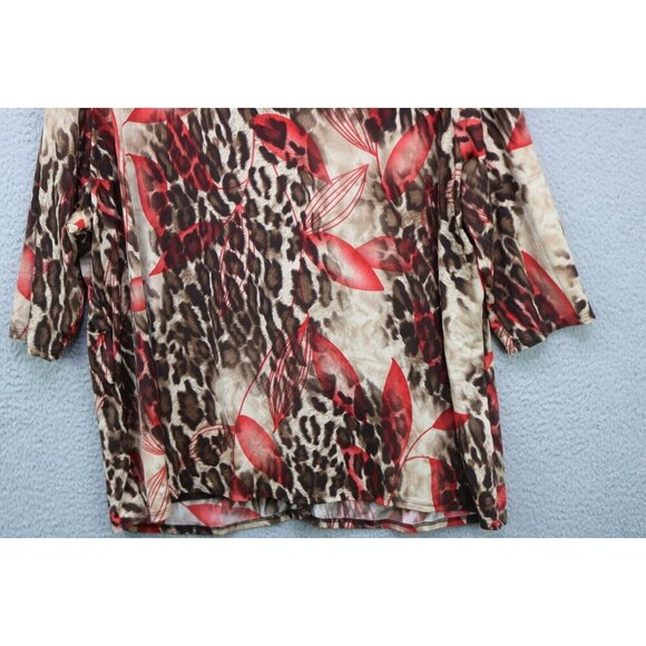 Maggie Barnes 3/4 Sleeve Silky Top-Size 2X-Animal Print - Picture 9 of 10